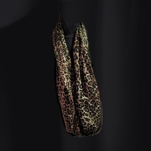 Leopard Print Infinity Scarf In Green Hues, With Secret Pocket